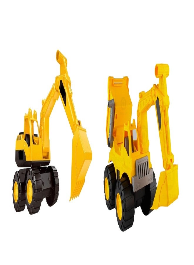 Quasar 4 in 1 Combo Super Builder Dumper Cement Mixture Excavator Dig Dump Truck Toy Friction Powered Pull Back Push and Go Vehicle Toys Truck Set +3 Year Best Gift for Girls Boys - Image 2